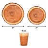 Gift Boutique Rustic Wood Slice Paper Party Supplies Tableware Set 24 9" Plates 24 7" Plate 24 9 Oz Cups 24 Lunch Napkins for Lumberjack Woodland Timber Wood Slice Camping Hunting Baby Shower Decor