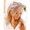 CEALXHENY Pearl Knotted Headbands for Women, Printed Flower Headbands Rhinestone Crystal Knotted Headbands Sparkly Jeweled Beads Embellished Top Knot Headband Summer Hair Accessories (Multicolor A)