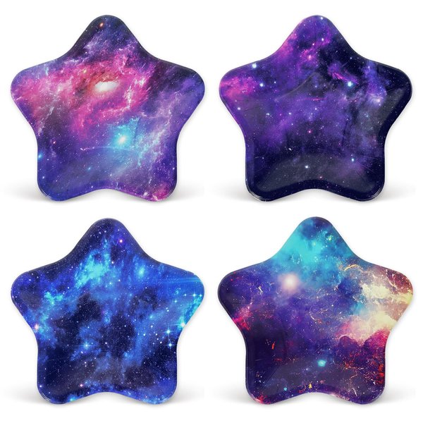 Whaline 40Pcs Galaxy Space Party Paper Plates Star Shaped Disposable Plates 4 Designs Decorative Tableware for Party Supplies Table Decor, 7.1 Inch