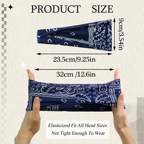 SAWINDA 6 Pack Boho Headbands for Women Short Headband Stretchy Non Slip Head Bands for Women's Hair Cloth Bandanas Headband for Women Yoga Workout Head Wraps Accessories