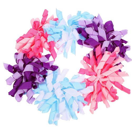 Ipetboom 6pcs Hair Clips, Pompom Barrettes Ribbon Ponytail Bows Hair Accessories for Women and Girls