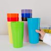 Youngever 9 Pack Plastic Tumblers, Unbreakable Drinking Glasses, Plastic Cups in 9 Assorted Colors, Reusable | Stackable | NO BPA | Top-rack Dishwasher Safe (32 Ounce)