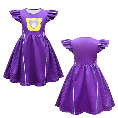 SHELOVESIT Girls Superhero Cosplay Costume Kitties Dress Movie Character Cat Dress Up Outfits - 130cm/6T-7T - Purple
