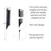 MRS GWEN HAIR & ACCESSORIES Rat Tail Comb 2pc Hook Pin Tail Carbon Comb Anti-static Heat Resistant Fine-Tooth Parting Styling Loc Comb & an Alligator Hair Clip (4mm Thickness)