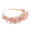 Teyglen Bridal Wedding Crystal Headband Pink Rhinestone Pearl Beads Headband Hair Crown Handmade Leaf Headpiece Hair Accessories for Women Party Prom (Pink)