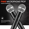 Facmogu 2PCS Fake Microphone Props, Plastic Realistic Toy Microphone Prop, Pretend Play Mic Prop for Halloween Christmas Cosplay, Simulate Speech Practice Mic for Karaoke Costume Birthday Party Favors