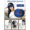 Heated Eye Mask Cordless for Dry Eyes, USB Eyes Heating Pad, Rechargeable, Real Silk, Sleep Mask for Men Women, Warm Eye Compress for Relief Stye, Blepharitis, Chalazion Navy