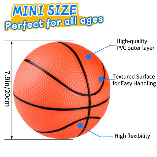 Hymaz 3 Pack 8 Inch Mini Basketballs, Basketballs Set with Air Pump for Kids Toddlers Mini Basketball Hoop, Swimming Pool Basketball Games, Indoor Basketball Hoop, Outdoor Small Hoops Games