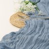 DOLOPL Dusty Blue Cheesecloth Table Runner for Gender Reveal Decorations 13.3ft Boho Gauze Cheese Cloth Table Runner Rustic Sheer Runner 160inch Long for Wedding Bridal Baby Shower Decorations