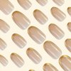 24Pcs Gold French Tip Press on Nails Short Almond Fake Nails Artificial Glossy Designs Glue on Nails Nude Pink Full Cover Stick on Nails French False Nails for Women Girls Acrylic Nails Decorations