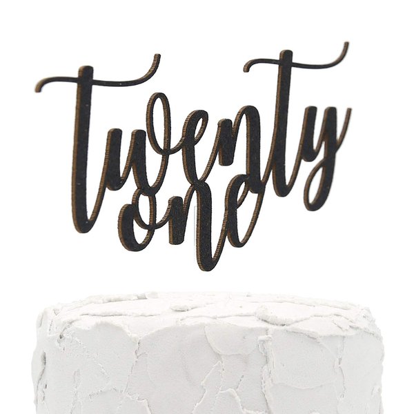 NANASUKO 21st Birthday Cake Topper - twenty one - Double Sided Black glitter - Premium quality Made in USA