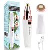 Rechargeable Eyebrow and Facial Hair Remover for Women - 2 in 1 Razor with Built-in LED Light for Painless Hair Removal