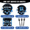 100 Pcs 13th Birthday Decorations for Boys Official Teen 13th Supplies Plates Napkins Forks Set Disposable Blue 13th Birthday Tableware Paper Plates Dinnerware for Kids Teenager Favors Serve 25
