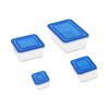 eMagTech 4Pcs Dollhouse Food Storage Box 1/6 1/12 Scale Dollhouse Bento Box Mini Fresh Box Dollhouse Ornament for DIY Making Plastic Blue