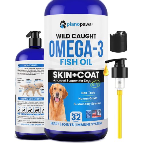 Omega 3 Fish Oil for Dogs - Better Than Salmon Oil for Dogs - Dog Fish Oil Supplement - Reduce Shedding & Itching - Supports Joints, Brain, Heart Health- Dog Skin and Coat Supplement - Fish Oil Liquid