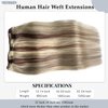 Sew in Hair Extensions Real Human Hair,Weft Hair Extensions Human Hair Bundles Brown Balayage Ash Blonde Hand Tied Weft Hair Extensions Human Hair 22 Inch 120G Sew in Extensions for Women