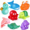 LotFancy Bath Toys for Kids Ages 1-3, Mold Free Baby Bath Toys for Toddlers 2-4, 8PCS No Holes Ocean Sea Animal Bathtub Toys, Soft Bath Tub Toys