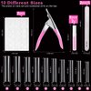 500 Pcs Square Nail Tips, AITRAI Long Nail Tips for Acrylic Nails Professional False Nails Clear Acrylic Nail Kit with Glue, Adhesive Tabs Acrylic Nail Clipper Files for Nail Art DIY