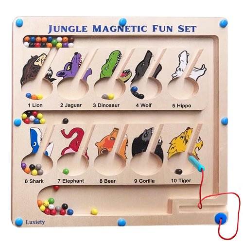 Magnetic Color and Number Maze Montessori Wooden Puzzle for Toddlers 2 to 6 Learning and Education Toy with Animals Fine Motor Skills Development for Boys and Girls Preschool Learning Activities