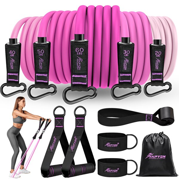 Resistance Bands, Workout Bands, Fitness Bands with Door Anchor and Ankle Straps, Portable Home Gym for Strength Training, Physical Therapy, Shape Body, Yoga, Home Workout Equipment