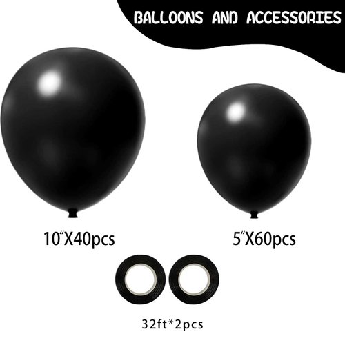100pcs Black Balloons for Balloon Garland Arch Kit, Perfect for Valentine's Day, Baby Shower, Gender Reveal, Wedding, Birthday Party Decoration