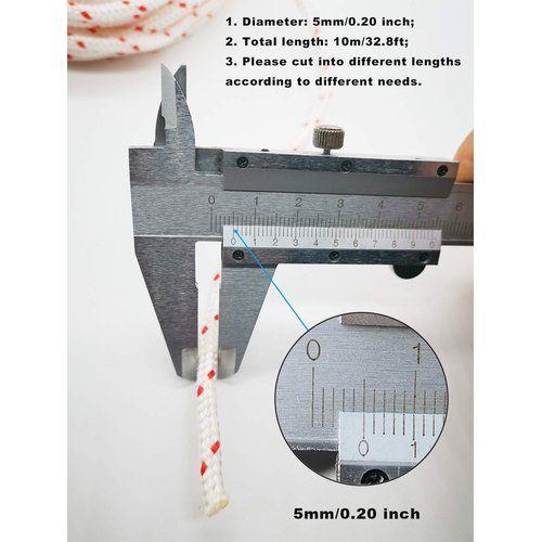 ZLKSKER Recoil Starter Rope 10 Meter Diameter 5.0mm, Engine Starter Rope, Generator, Lawn Mower, Trimmer, Brush Cutter, Chain Saw Pull Cord
