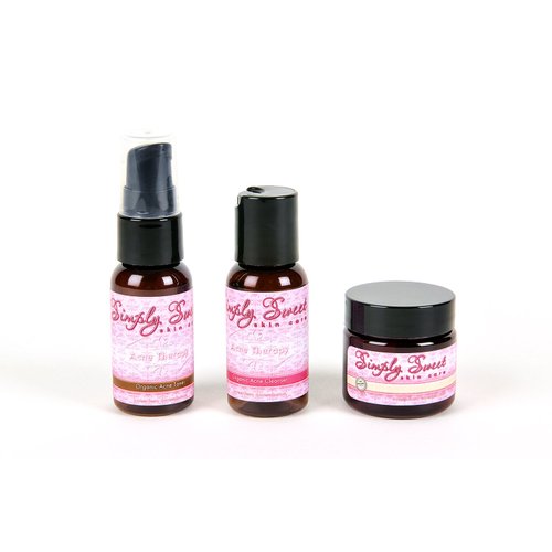 ACNE THERAPY KIT (1oz SET) Facial Cleanser Toner Moisturizer Blemish Skin Care Oily Clogged Pores Blackheads Pimples