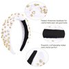 Uintoon White Knotted Headband Sparkly Rhinestone Headbands Women Girls Wide Top Knot Shiny Headbands Headpieces Crystal Beaded Jeweled Hairbands Fashion Embellished Hair Band Non Slip Accessories