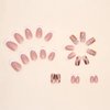 IMSOHOT Short Press on Nails Square French Faks Nails Nude Squoval False Nails Glossy Acrylic Nails Glue on Nails Glitter with Leaf Designs 24PCS