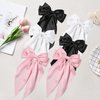 Gute 6 PCS Hair Bows for Women,Satin Big Hair Bow Clips,French Long Tail Hair Bows for Girls Hair Accessories for Birthday,Dress Up,Christmas(Black,White,Pink)