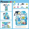 PicassoTiles Magnet Tile Building Blocks Marine Animal World Themed Playset with 8 Ocean Character Action Figures Magnetic Tiles STEM Learning Toy Construction Set Toddlers Boys Girls Ages 3+ PTQ25