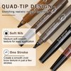 AWCCXMYM 2Pcs Microblading Eyebrow Pencil Kit, 4 Fork Tip Eyebrow Pen Waterproof Long Lasting Up to 24h Smudge Proof Liquid Eyebrow Contouring Pen for Shapes Defines Fills Brow Pencil #Dark Brown