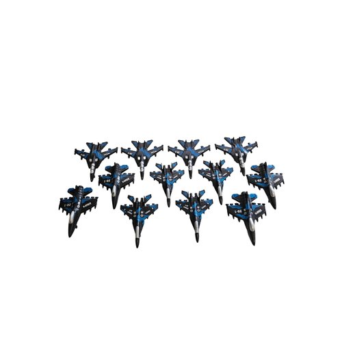 12 Pieces Camo Black Military Fighter Jet Toy Set, 3.5 Inches, Pull-Back-and-Release Action