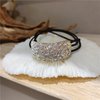 Zeshimb Boho Rhinestone Ponytail Holder Cuffs Geometric Elastic Scrunchies Gold Crystal Ponytail Hair Tie Band Luxury Ponytail Hairband Ring Hair Accessories for Women and Girls