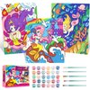 Sixth Space Mermaid Paint by Numbers for Kids Ages 6-12 - Acrylic Paint Set, Paint by Numbers for Beginner, DIY Craft, Include 3 Canvas Framed with 30 Pots, 5 Brushes, Wooden Crafts to Paint