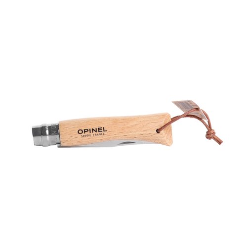 Opinel No. 7 Trekking Knife - Stainless Steel Everyday Carry Folding Pocket Knife with Leather Strap