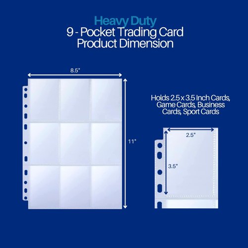 PERFORMORE 9-Pocket Trading Card Binder Sleeves for 3 Ring Binders | Yugioh, Baseball, Pokemon, Sports Card Page Protector Sheets | Plastic Top Loader Pages (25 Pack)
