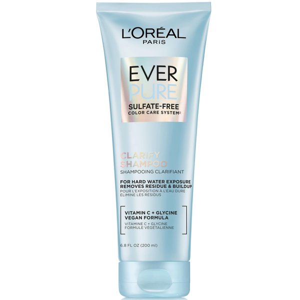L'Oreal Paris Clarify Sulfate Free Shampoo with Antioxidants, Clarifying Shampoo for Hard Water Exposure and Styling Build-up, EverPure, 6.8 Fl Oz