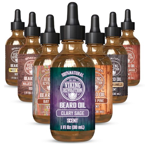 Viking Revolution Clary Sage Beard Oil for Men - Natural Mens Beard Oil with Argan Oil and Jojoba Oil - Beard Softener, Strengthens and Moisturizes - Beard Conditioner for Men (Clary Sage, 1 Pack)