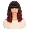 Apoze Short Wig With Bangs For Women,Synthetic Cosplay Bob Wigs,Curly Hair Wigs For Daily Party Use,Natural Looking Heat Resistant Shoulder Length Wig(Ombre Red Highlight)