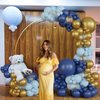 ECEAE 120Pcs Navy Blue Pastel Blue and Metallic Gold Balloon Garland Arch Kit with Golden Confetti Balloons, Perfect for Party Decorations, Weddings, Baby Showers, Graduations and Birthdays