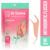 Dr. Emma Orthodontic Flossers for Braces, Ortho Dental Floss Picks, Mint Flavor 60 Count/Bag (Pink, 2pack)