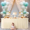 Pearled Ivory Spandex Table Skirts Table Covers for Rectangle Tables 6ft, Pearled Ivory Stretchable Folding Table Cloth for Weddings, Birthday Parties, Banquet, Baby Shower