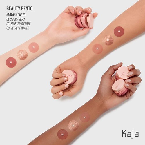 Kaja Beauty Bento Collection - Bouncy Eyeshadow Trio | Deep Rose Tones, Travel Size, 07 Glowing Guava, 2019 Allure Best of Beauty Award, 0.03 Oz