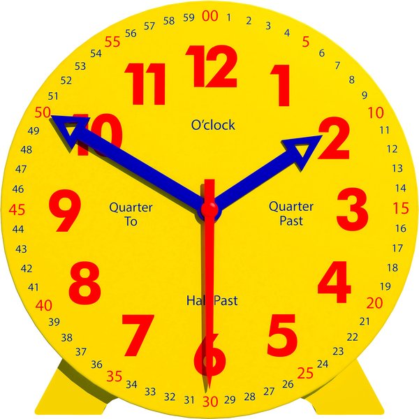 WISE HEDGEHOG Kids Telling Time Practice Learning Clock, 4 Inch Size Teaching Handheld Analog Clock, Geared Movement Makes Fingers Move Like Real Clocks, for School Classrooms and Homeschool Supplies