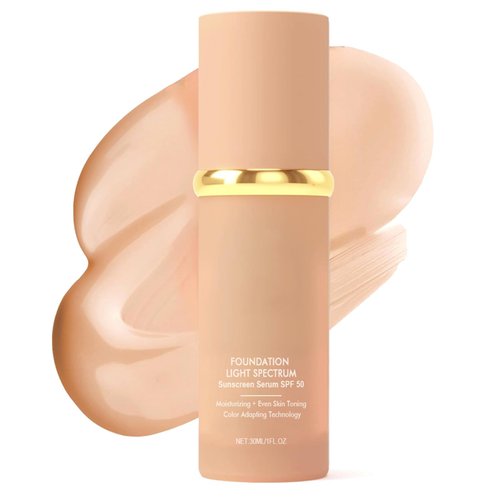 4 In 1 Foundation Liquid 30g，Temperature Changing Foundation，Medium Spectrum with SPF 50+ & Longwearing & Waterproof，High Coverage Korean Makeup Liquid Foundation Base Makeup Concealer Cosmetics ﻿