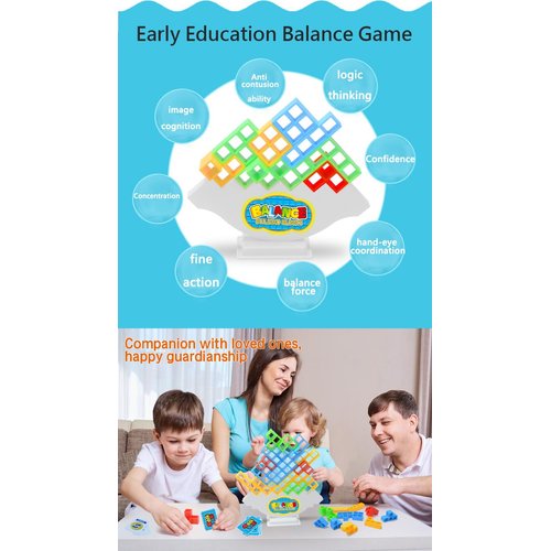 CuberSpeed Balance Game Tower 32 Game Balancing Stacking Tower Blocks Game for Kids & Adults Team Building Blocks Toy (Tower32pcs)