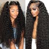 IJFMMEL 13x6 Full Lace Front Wigs Human Hair 200 Density Deep Wave Curly HD Transparent Lace Frontal Wigs Human Hair for Women Glueless Wigs Human Hair Pre Plucked with Baby Hair 22 Inch