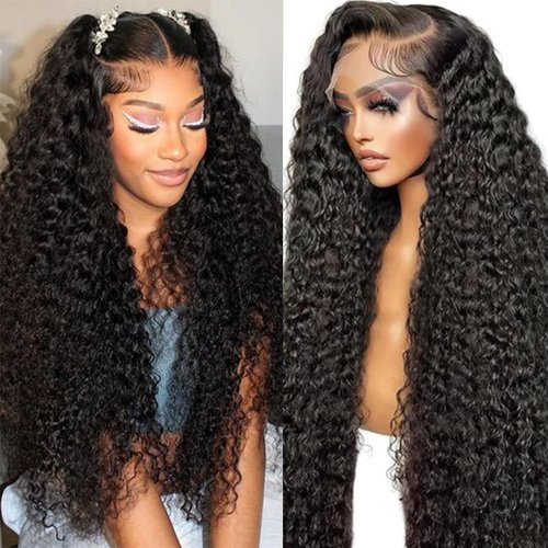 IJFMMEL 13x6 Full Lace Front Wigs Human Hair 200 Density Deep Wave Curly HD Transparent Lace Frontal Wigs Human Hair for Women Glueless Wigs Human Hair Pre Plucked with Baby Hair 22 Inch