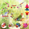 Bird Toys for Conures with Colorful Ladder Hammock Bird Cage Accerious Bird Perch Stand Chewing Toys Hanging Bell for Parrot Parakeet Cockatiel Lovebirds
